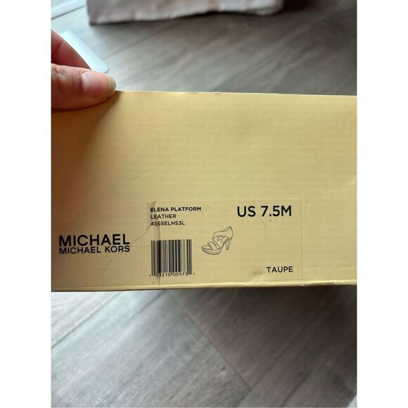 Michael Kors tupe tan heels Elena platform leather size 7.5 - Picture 6 of 7